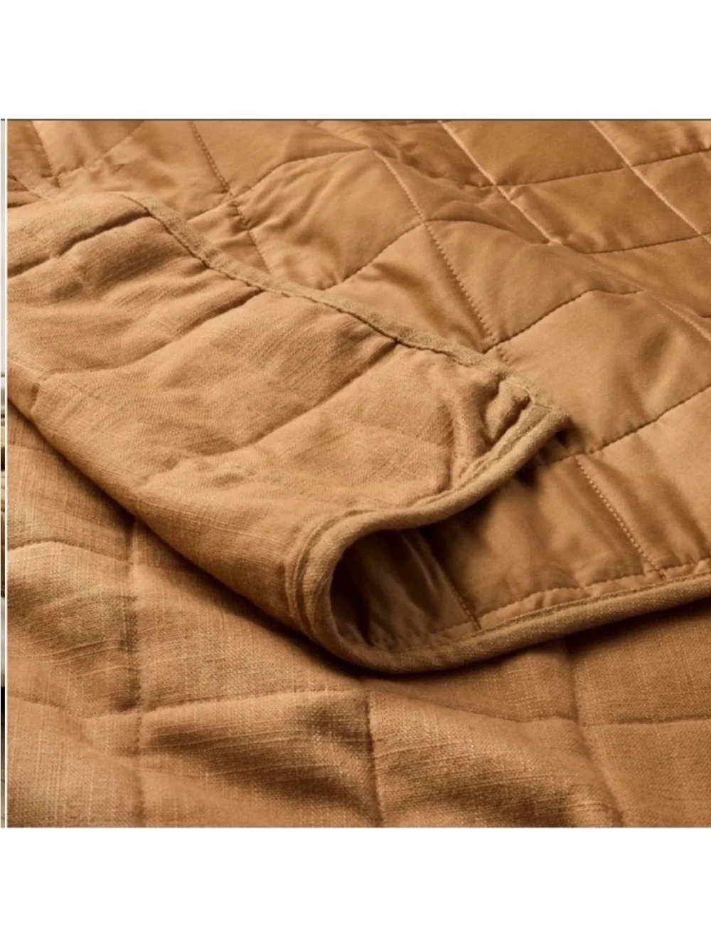 NWT Full/Queen Heavyweight Linen Blend Quilt Warm Brown - Casaluna